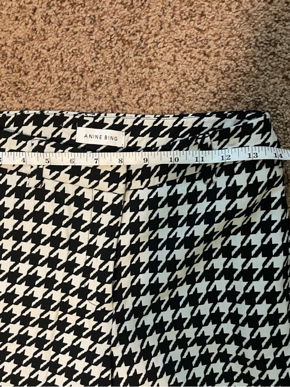 Anine Bing Jocelyn Houndstooth Wide-Leg Trousers — Black & White - Picture 4 of 6